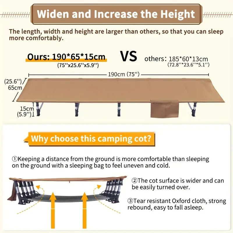 Camping Cot Folding Ultralight Outdoor Bed Outdoor Recreation > Camping > Camp Furniture - Tophatter Daily Deals