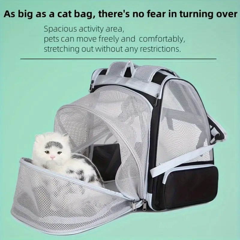 Expandable Cat Backpack Carrier with 3-Sided Mesh Pet Carriers & Crates - Tophatter Daily Deals