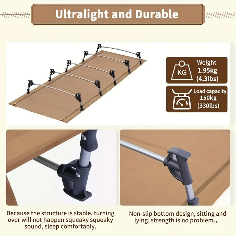 Camping Cot Folding Ultralight Outdoor Bed Outdoor Recreation > Camping > Camp Furniture - Tophatter Daily Deals