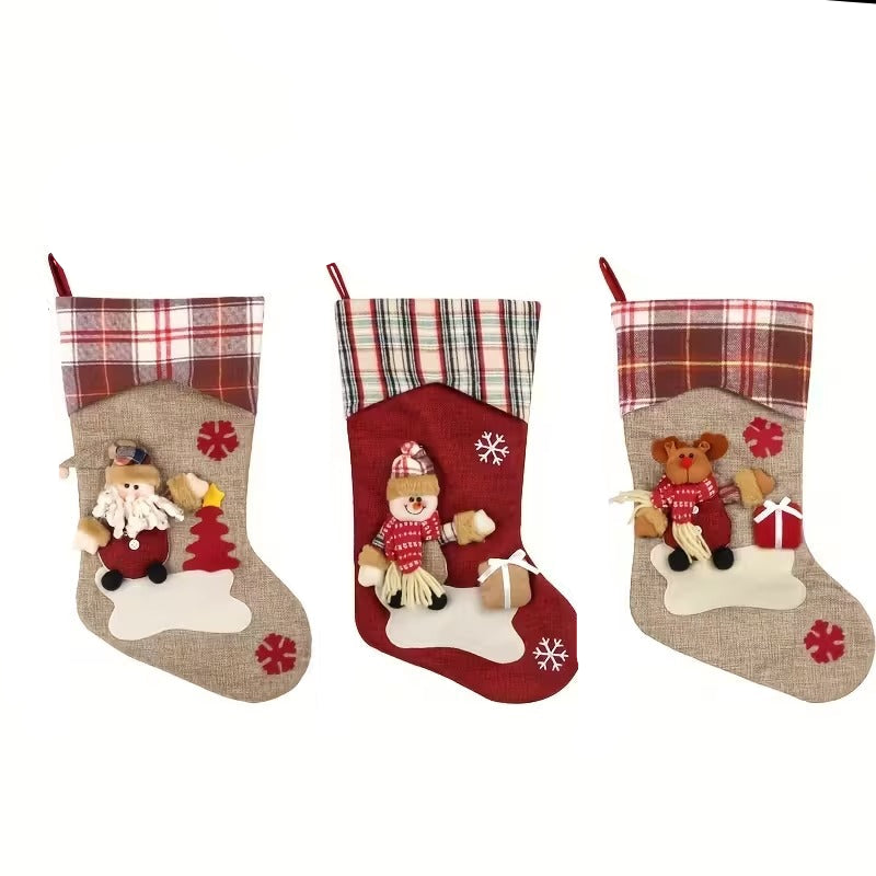 Classic Christmas Stocking Set Polyester Decor (3pcs) Christmas - Tophatter Daily Deals