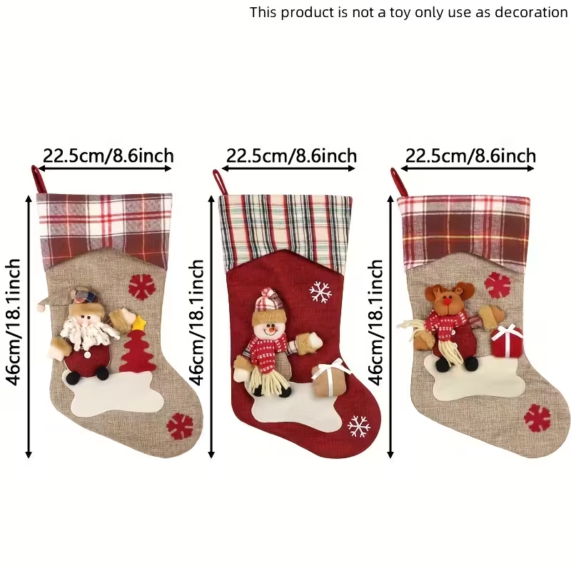 Classic Christmas Stocking Set Polyester Decor (3pcs) Christmas - Tophatter Daily Deals
