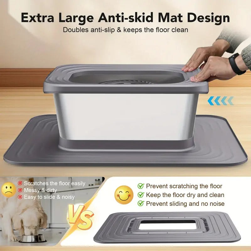 Dog Stainless Steel Water Bowl with Mat Dog Supplies - Tophatter Daily Deals