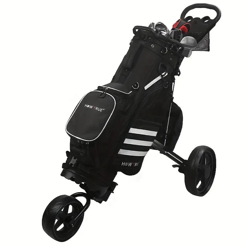 Quick-Fold 3-Wheel Golf Push Cart Black Sports & Fitness > Golf > Golf Accessories - Tophatter Daily Deals