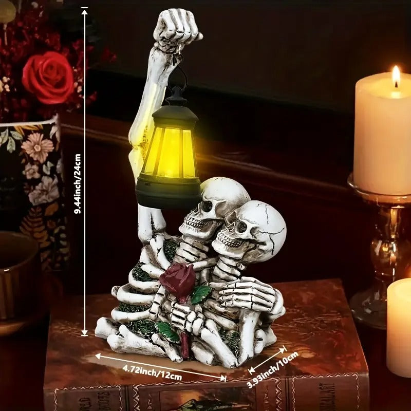 Solar Couple Skull Lantern Statue Halloween - Tophatter Daily Deals