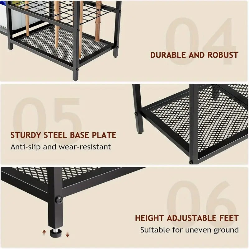 Garden Tool Rack with Wooden Shelves Outdoor & Garden Decor - Tophatter Daily Deals