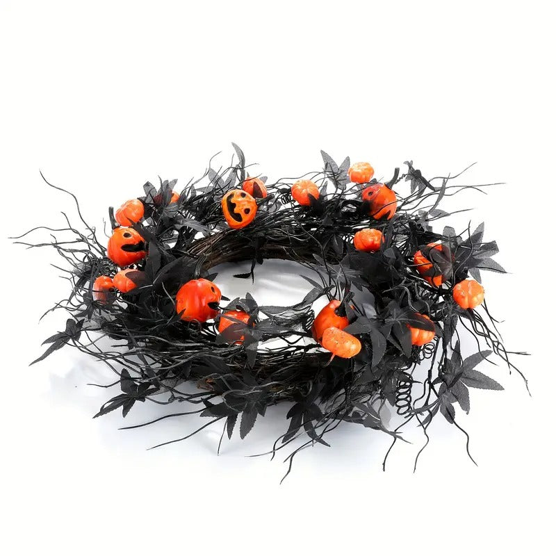 Halloween Pumpkin Wreath Door Hanging Decoration Halloween - Tophatter Daily Deals