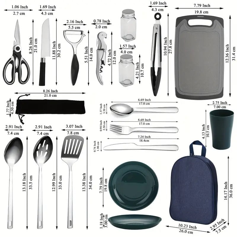 Camping Cooking Set Outdoor Kitchen Utensils (31pcs) Camp Cooking - Tophatter Daily Deals