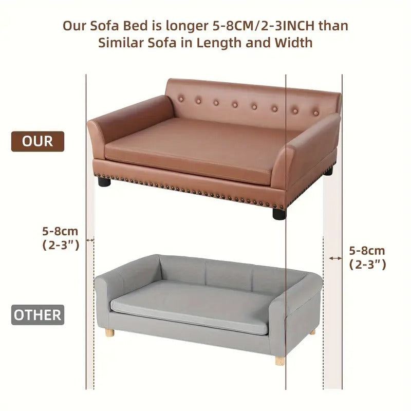 Leather Large Dog Sofa Lounge with Cushion Pet Beds - Tophatter Daily Deals