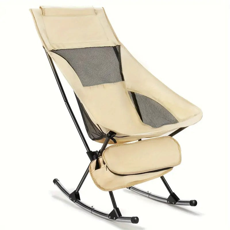 Outdoor Folding Rocking Chair with Cushion Folding Chairs & Stools - Tophatter Daily Deals
