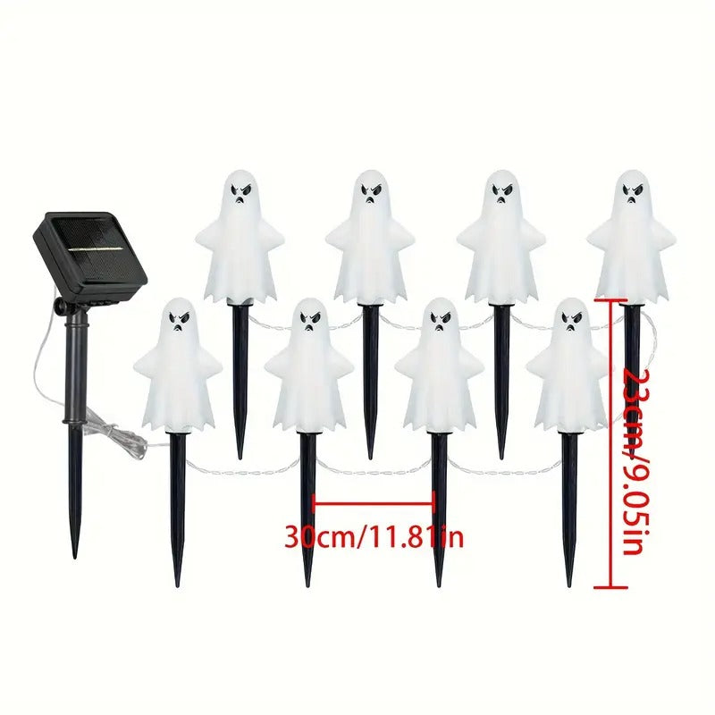 Solar Halloween Ghost Lights 8 LED Outdoor Decor Halloween - Tophatter Daily Deals