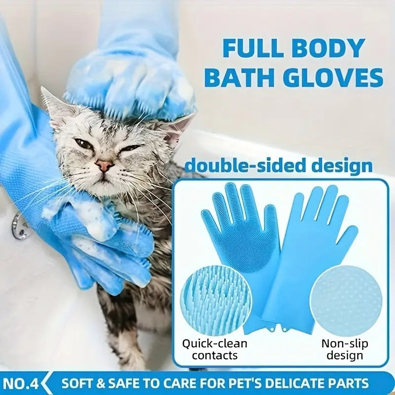 Dog Bath Brush Grooming Kit 6pcs with Gloves & Towel Pet Supplies - Tophatter Daily Deals