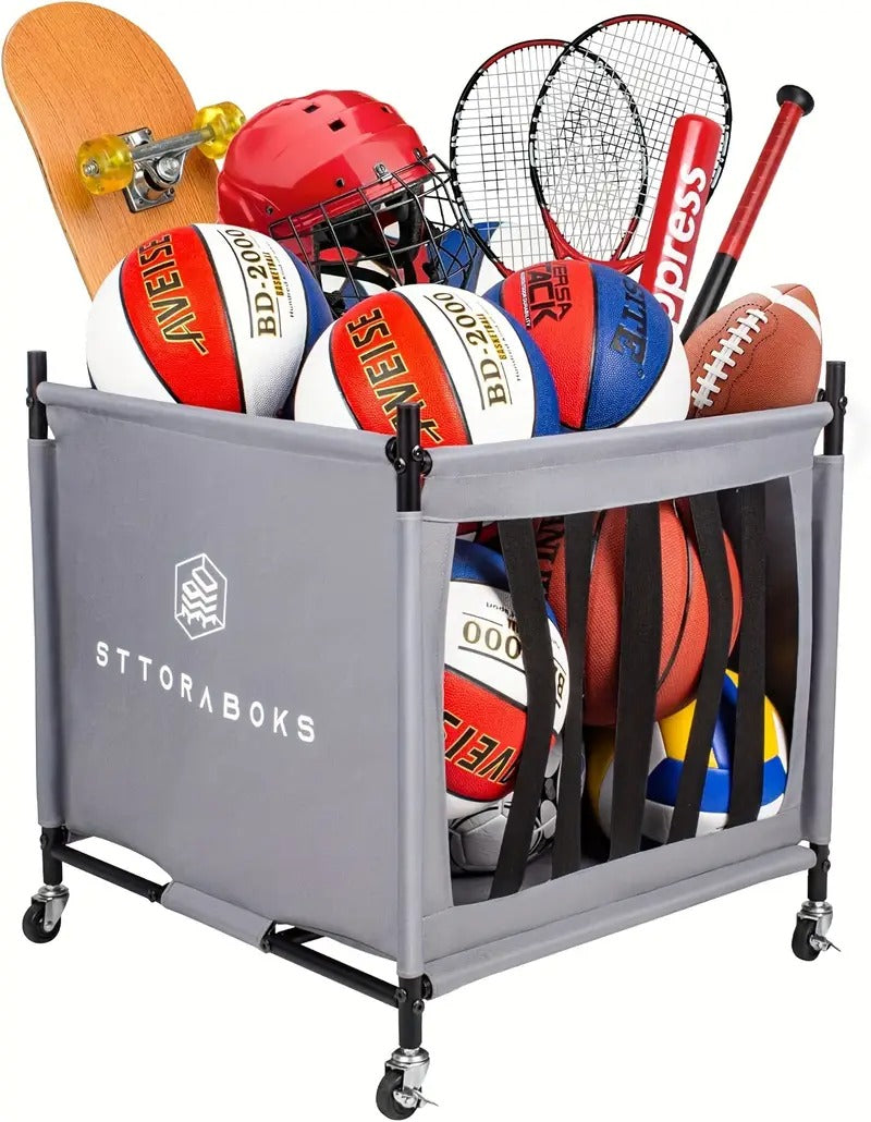 Ball Storage Cart with Wheels Sport Equipments - Tophatter Daily Deals