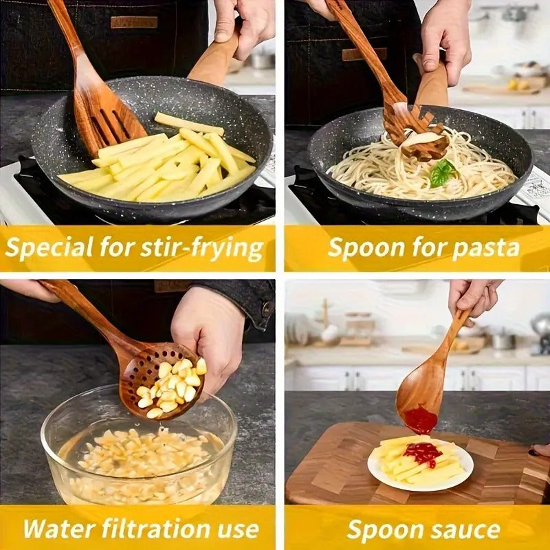 Teak Wood Cookware Set (10pcs) Camp Cooking - Tophatter Daily Deals