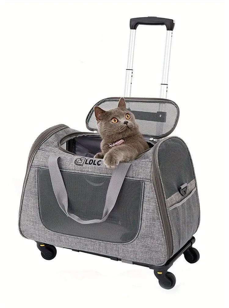 Pet Rolling Carrier with Detachable Wheels Pet Carriers & Crates - Tophatter Daily Deals