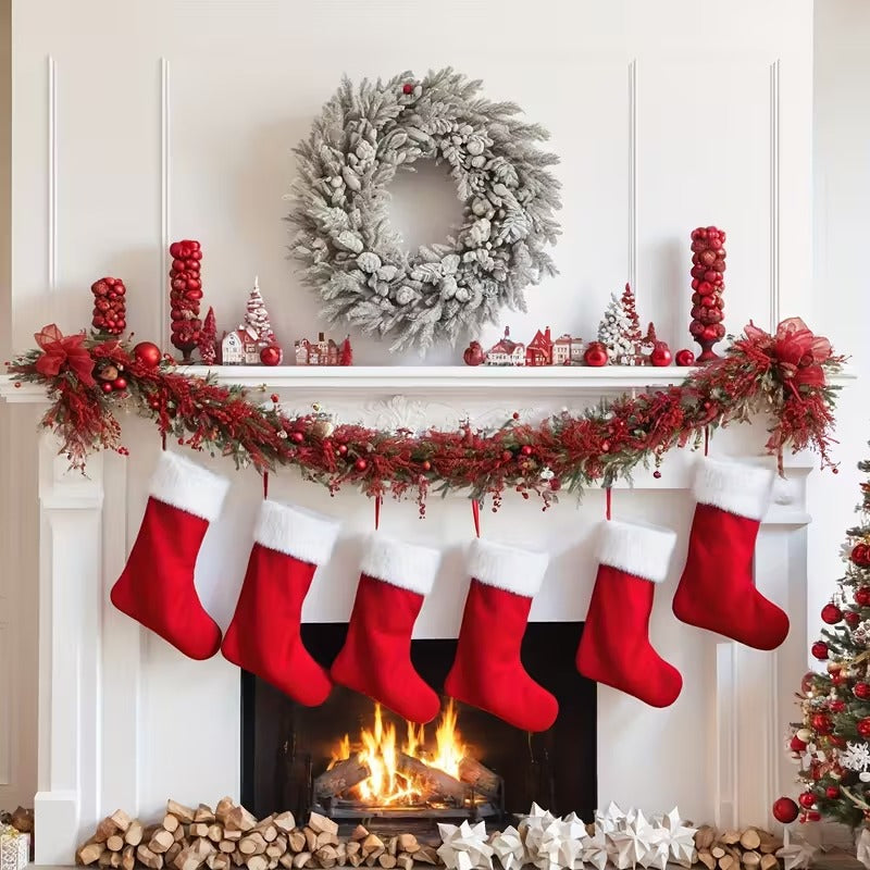 Classic Christmas Stockings Polyester Velvet Tube Socks (4pc) Christmas - Tophatter Daily Deals