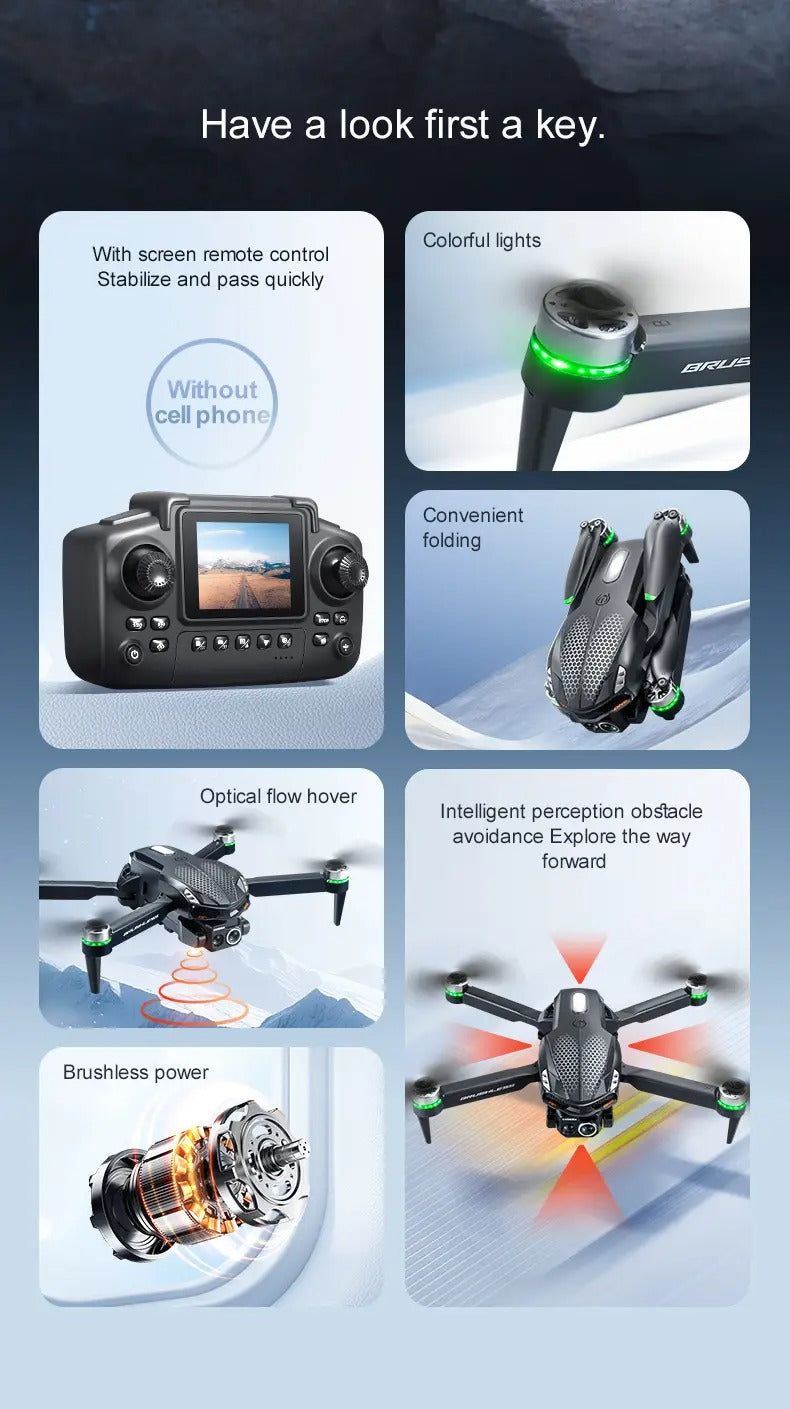 Dual Camera Brushless Remote-Control Drone for Adults Remote Control Toys - Tophatter Daily Deals