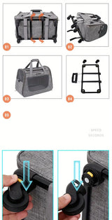 2-in-1 Cat Carrier with Wheels and Handle Pet Carriers & Crates - Tophatter Daily Deals