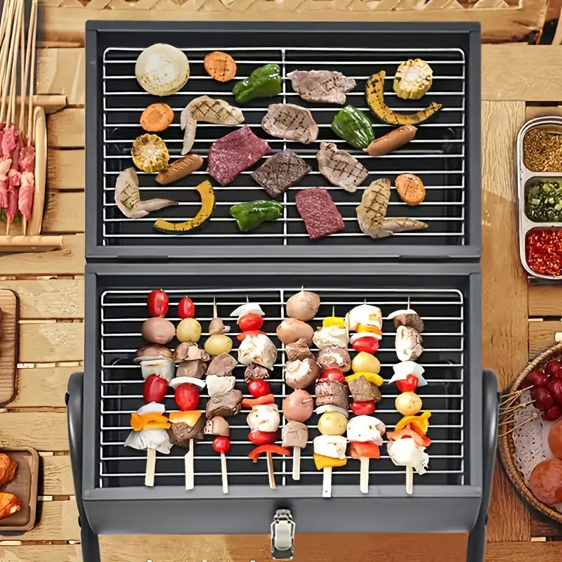 Charcoal Grill Barrel Portable Stainless Steel BBQ Outdoor Grills - Tophatter Daily Deals
