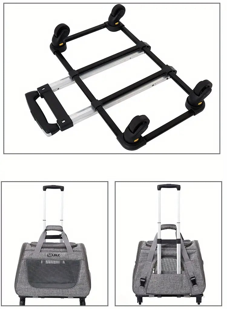 2-in-1 Cat Carrier with Wheels and Handle Pet Carriers & Crates - Tophatter Daily Deals