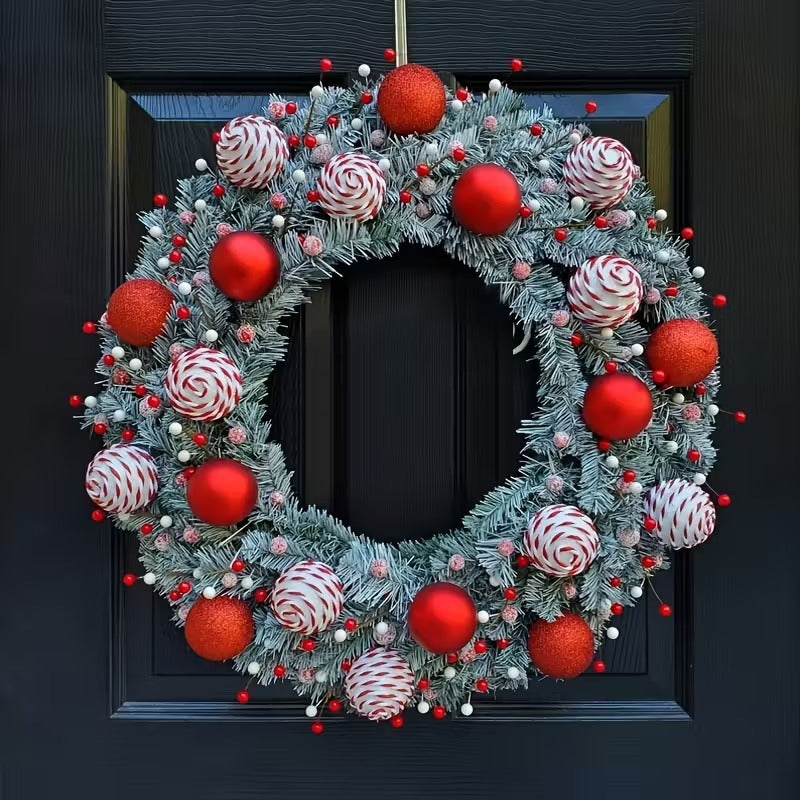 Christmas Winter Candy Cane Wreath Christmas - Tophatter Daily Deals