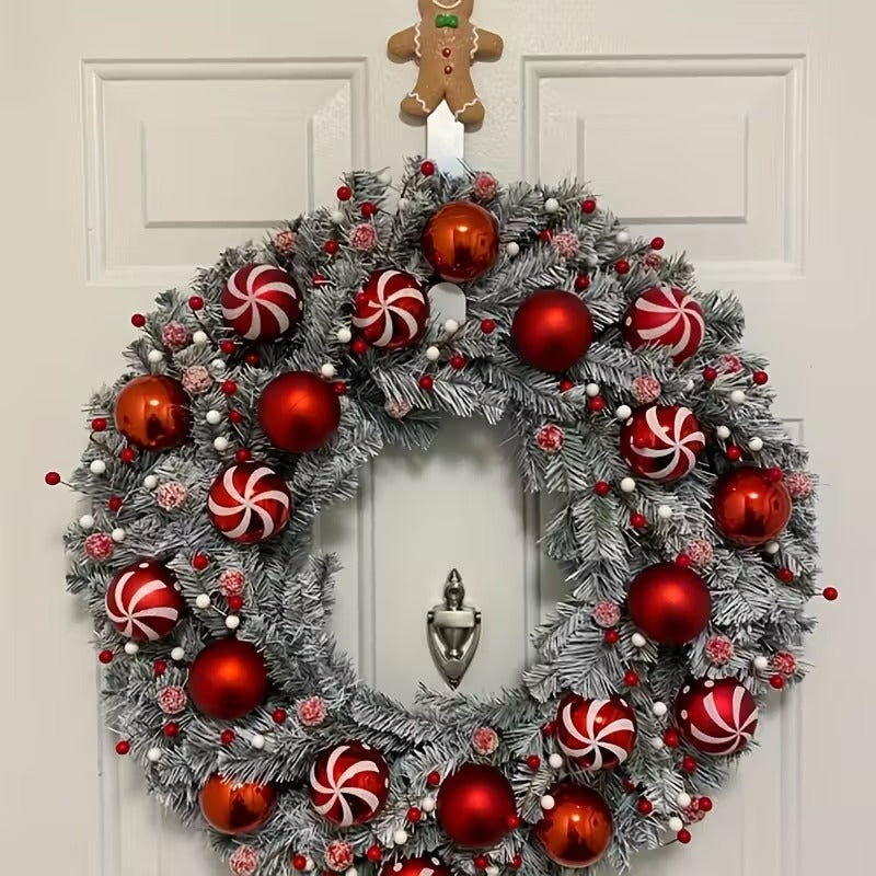 Christmas Winter Candy Cane Wreath Christmas - Tophatter Daily Deals