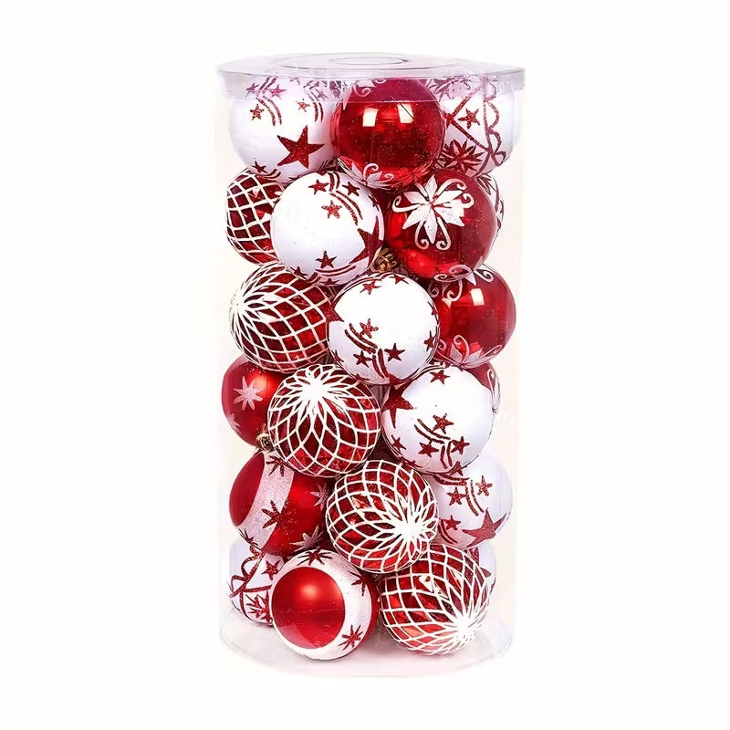 Red White Christmas Balls Ornaments Set (30pcs) Christmas - Tophatter Daily Deals
