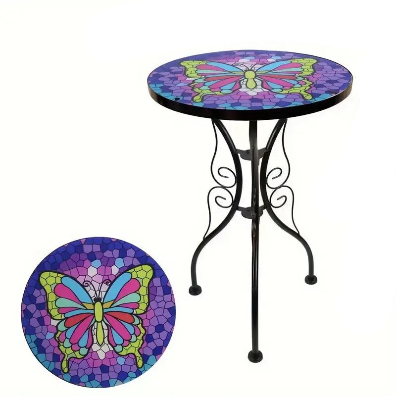 Handcrafted Mosaic Mini Glass Side Table Furniture > Outdoor > Outdoor Tables - Tophatter Daily Deals