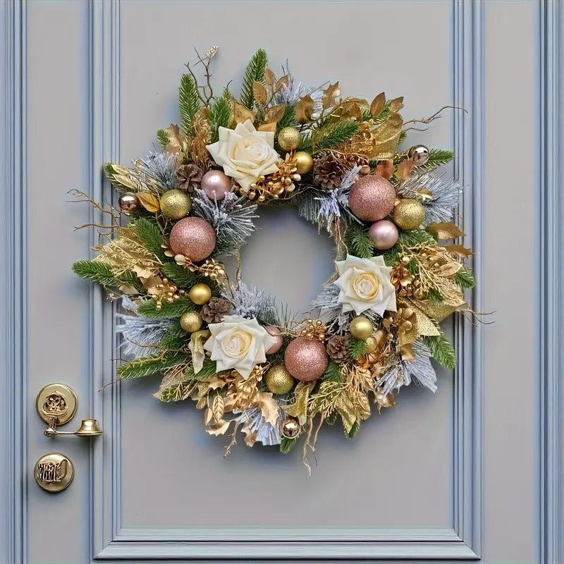 Golden Bow Christmas Wreath Christmas - Tophatter Daily Deals