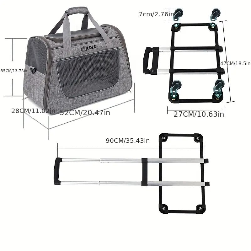 2-in-1 Cat Carrier with Wheels and Handle Pet Carriers & Crates - Tophatter Daily Deals
