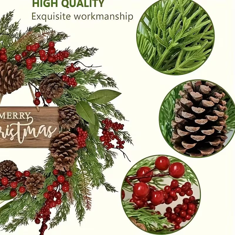 Farmhouse Christmas Wreath with Pine Cones & Berries Christmas - Tophatter Daily Deals