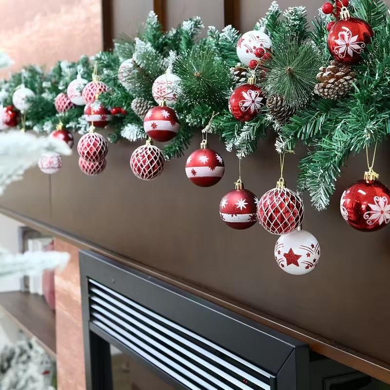 Red White Christmas Balls Ornaments Set (30pcs) Christmas - Tophatter Daily Deals
