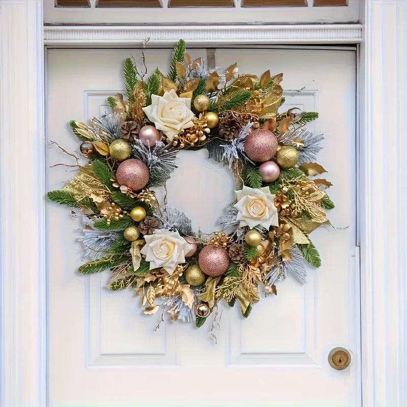 Golden Bow Christmas Wreath Christmas - Tophatter Daily Deals