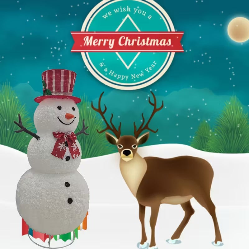 Red & White Striped Top Hat Snowman Decoration Christmas - Tophatter Daily Deals