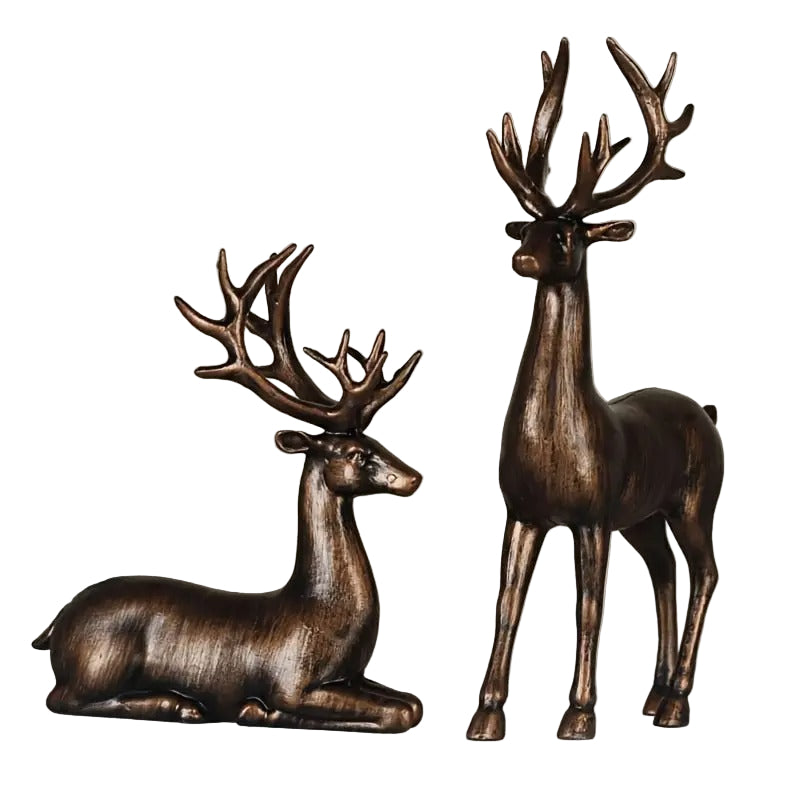 Bronze Elk Figurine Pair Christmas Decoration Christmas - Tophatter Daily Deals