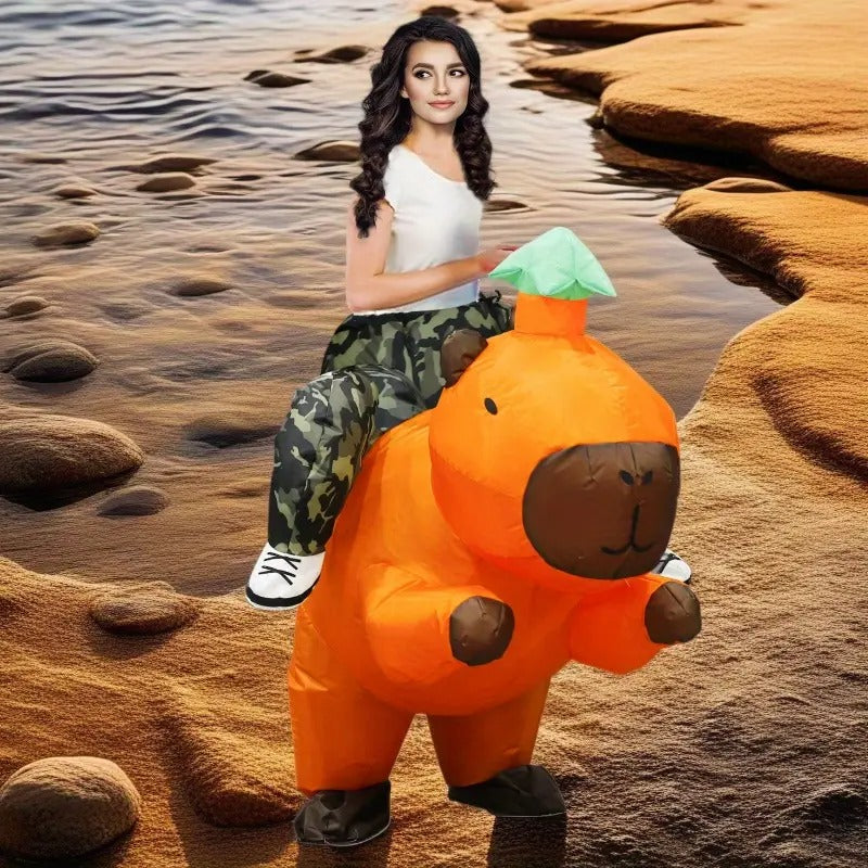 Party Inflatable Capybara with Green Hat Halloween - Tophatter Daily Deals