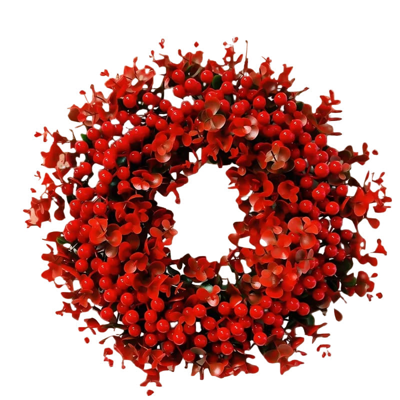 Red Berry & Eucalyptus Christmas Wreath Door Decoration Christmas - Tophatter Daily Deals