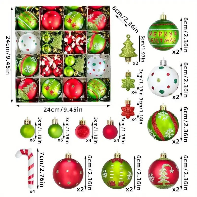 Christmas Ball Decoration Set Red Green White (46pcs) Christmas - Tophatter Daily Deals