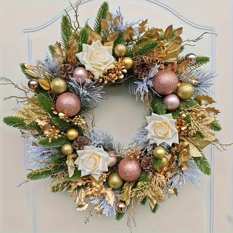 Golden Bow Christmas Wreath Christmas - Tophatter Daily Deals