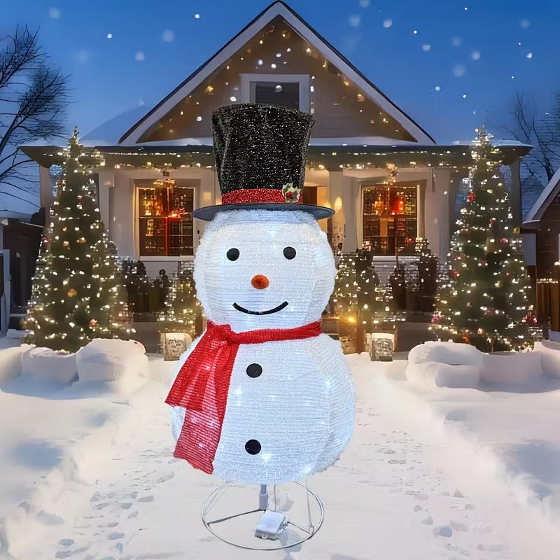 Lighted Christmas Snowman Decoration with Hat and Scarf Christmas - Tophatter Daily Deals