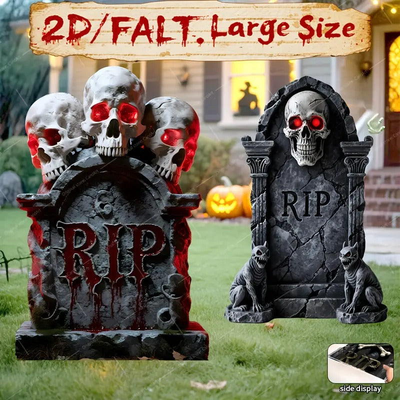 Halloween Skeleton RIP Tombstone Yard Signs (2pcs) Halloween - Tophatter Daily Deals