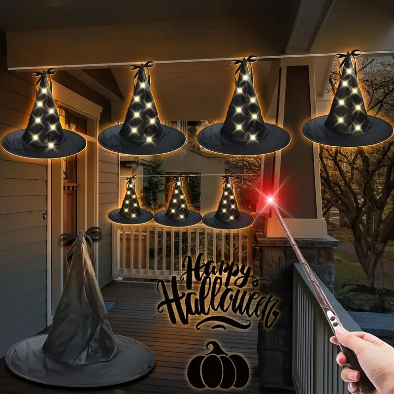 Glowing Hanging Witch Hats with Remote (8 Pack) Halloween - Tophatter Daily Deals
