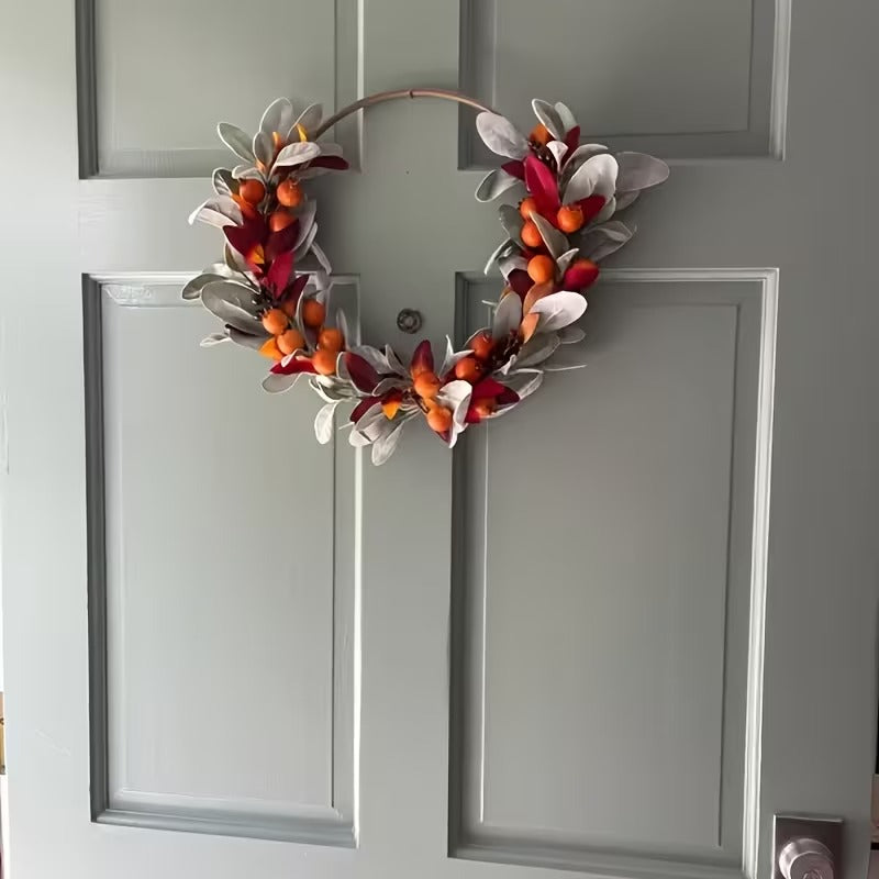Autumn Floral Wreath Red & Golden Berries Christmas - Tophatter Daily Deals