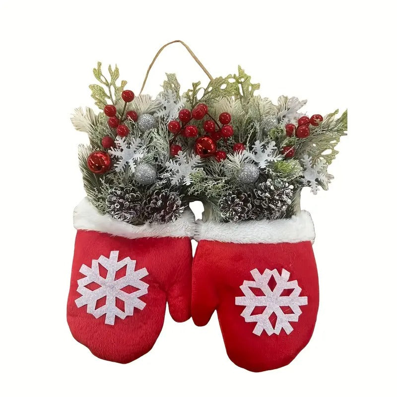 Christmas Wreath with Red Berries & Snowflake Design Christmas - Tophatter Daily Deals