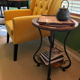 Retro Round Side Table with Bookshelf Storage End Tables - Tophatter Daily Deals