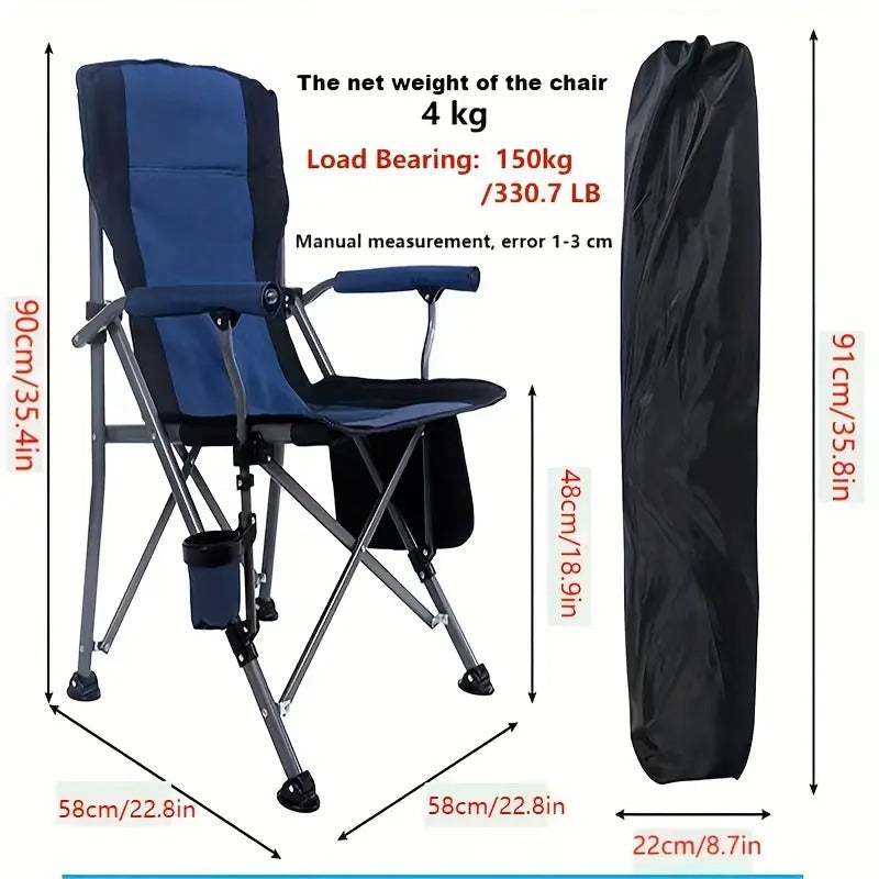 Portable Folding Recliner Chair with Side Pocket Outdoor Recreation > Camping > Camp Furniture - Tophatter Daily Deals