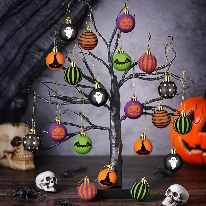 Halloween Tree Ornaments Spooky Baubles Set (24pcs) - Tophatter Daily Deals