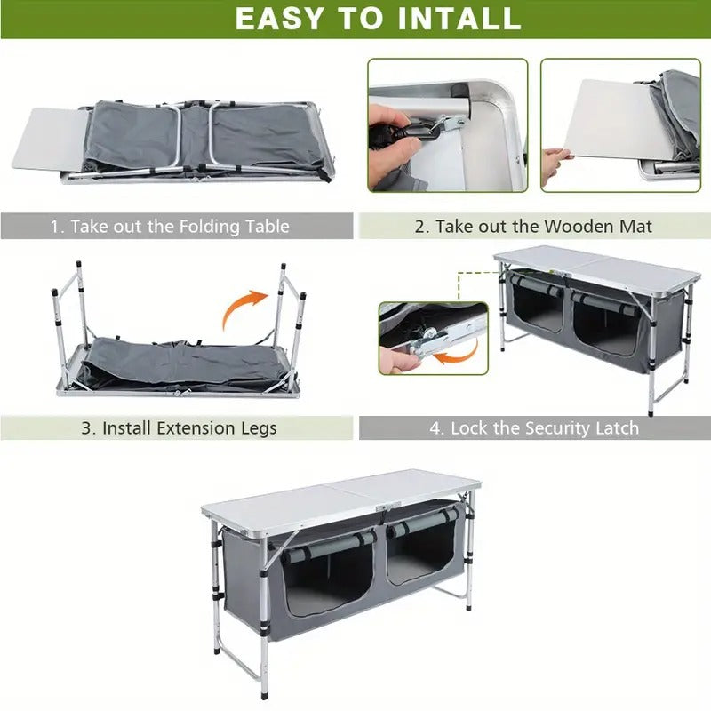 Folding Aluminum Table with Storage Cabinet Folding Tables - Tophatter Daily Deals