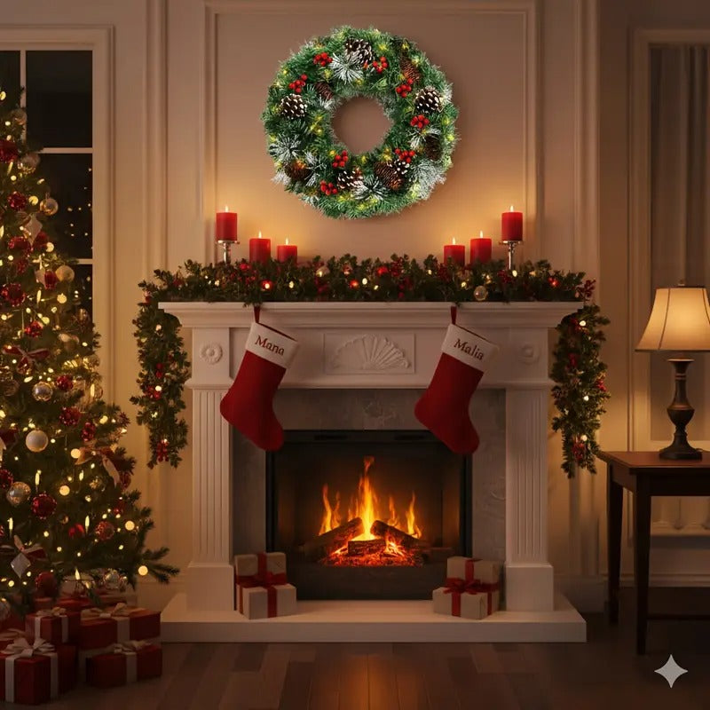 Christmas Wreath Pre-Lit Pine Cone LED Decoration Christmas - Tophatter Daily Deals