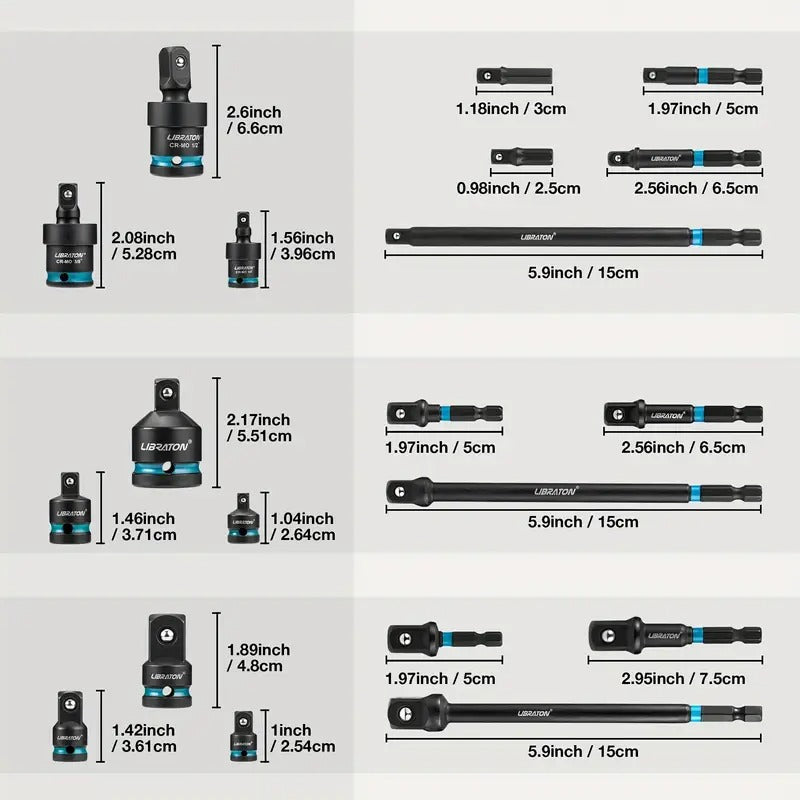 Impact Socket Adapter with Hex Drive Set (20pcs) trade > tool accessories - Tophatter Daily Deals