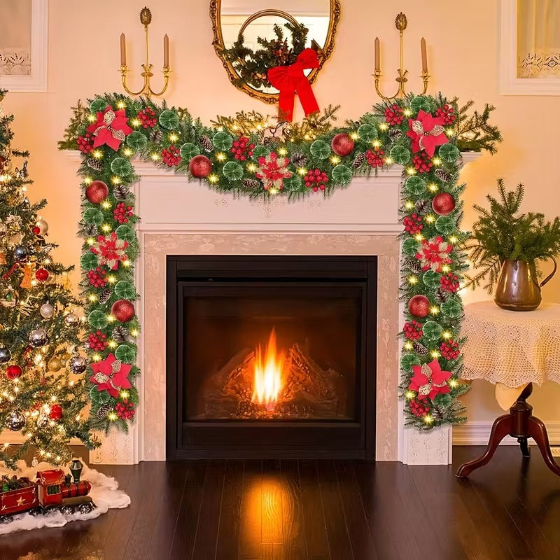 Artificial Christmas Garland with LED Lights Christmas - Tophatter Daily Deals